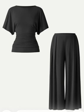 OGL BLACK 2Pcs Set
Boatneck Batwing Sleeve Top & Wide Leg Palazzo Pants